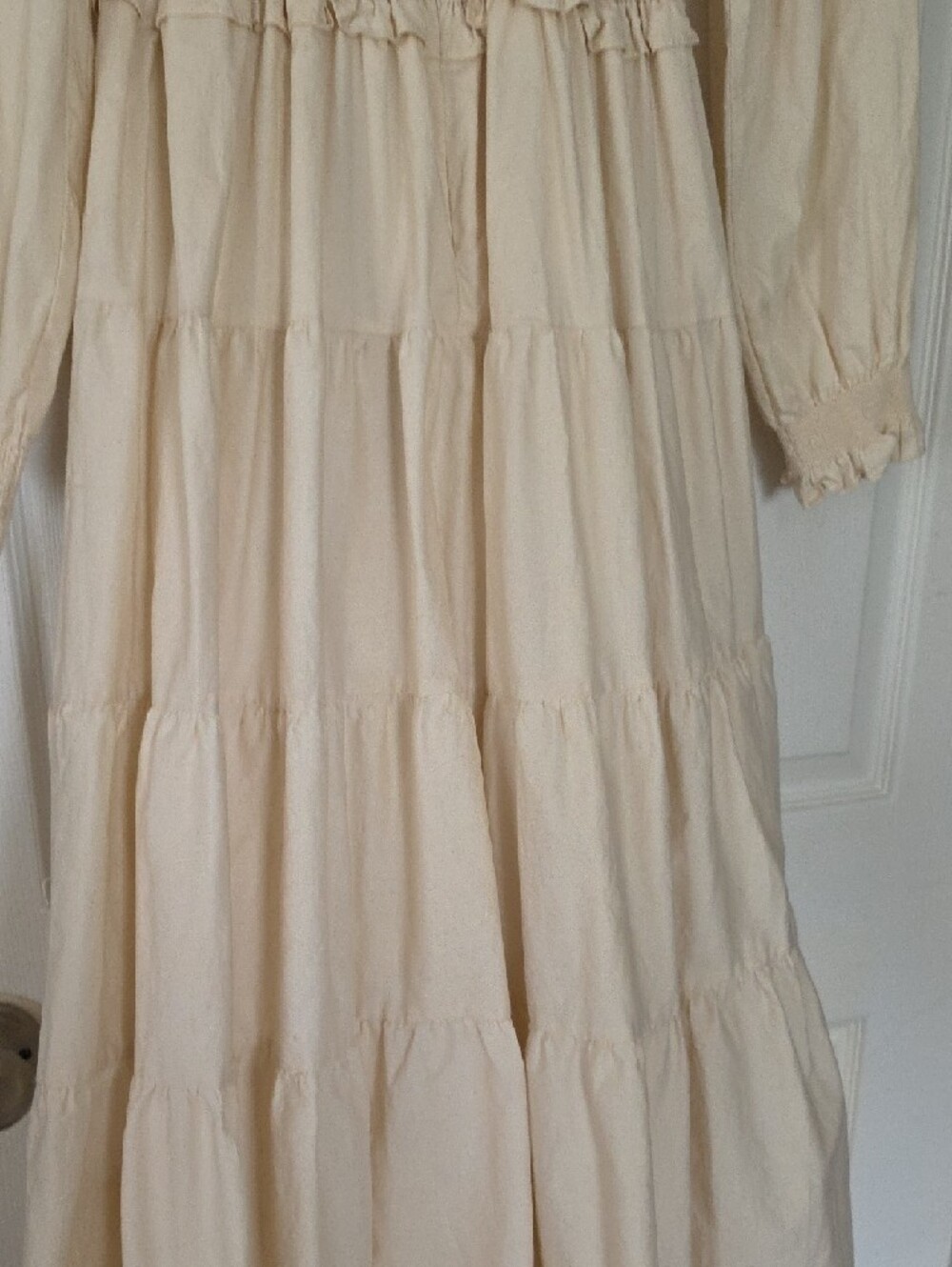 Karlie Cream Smocked Tiered Long Sleeve Dress - Picture 5 of 8